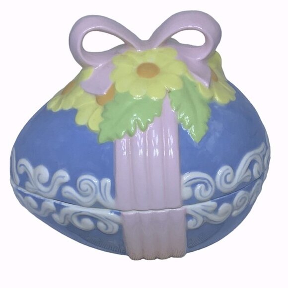 Vintage Hand Painted Easter Egg Candy Dish Trinket Dish Jar Functional Art 1981 - Picture 16 of 16